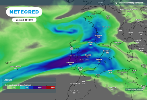 Temp&ecirc;te Nils : la rivi&egrave;re atmosph&eacute;rique transporte de fortes pluies ! Alerte aux inondations cette semaine en France