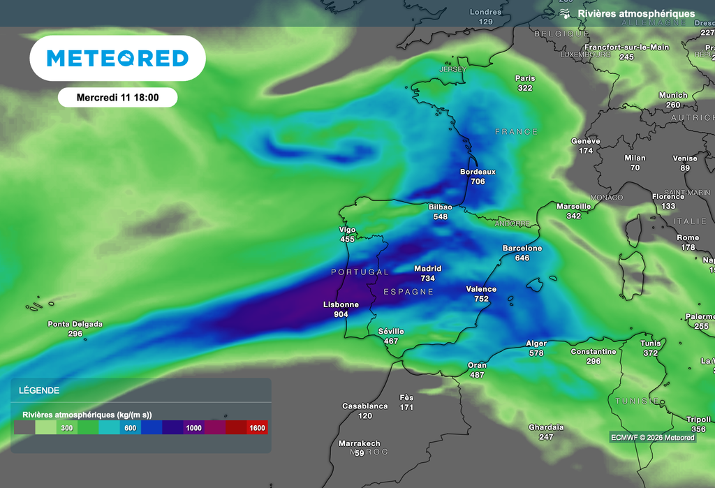 Des pluies copieuses attendues au cours des prochaines heures avec cette rivière atmosphérique sur la France !