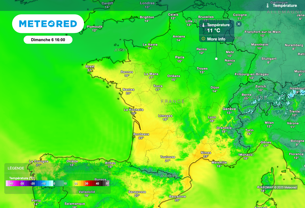 Forte baisse des températures dimanche dans le nord-est de la France ! Forte baisse des températures dimanche dans le nord-est de la France !