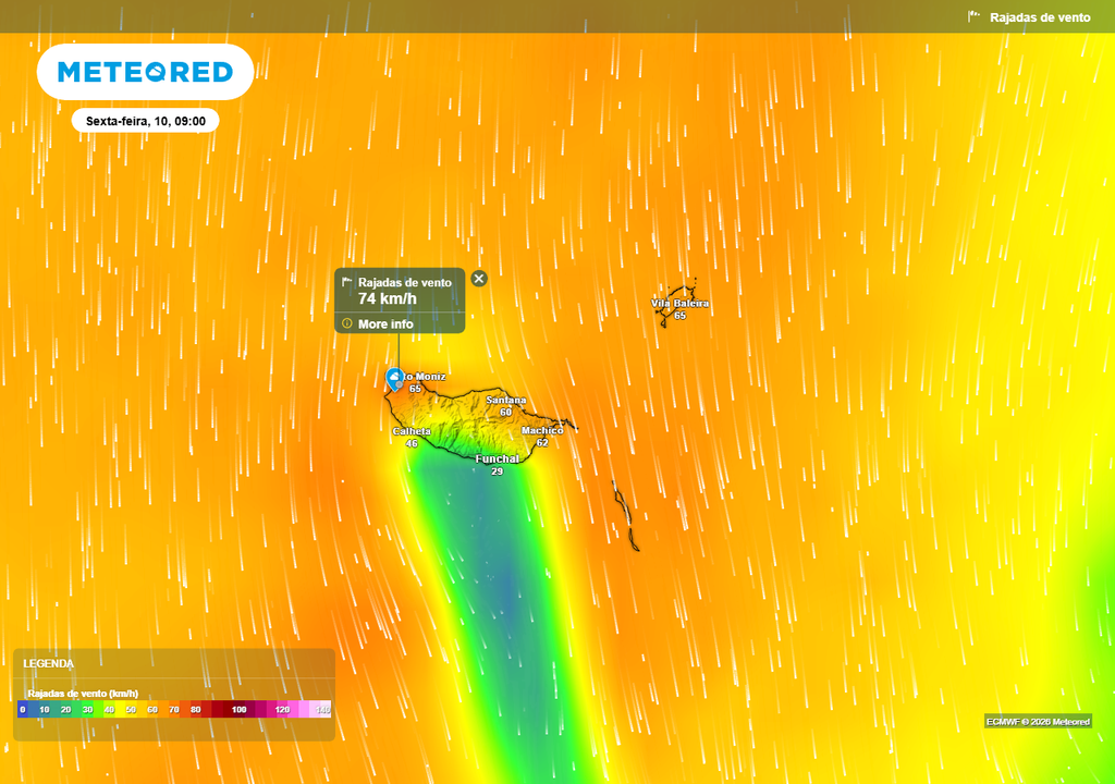 Na primeira metade de sexta-feira, 10 de abril, prevê-se um novo aumento da intensidade do vento em várias partes do arquipélago da Madeira, após um alívio temporário nas últimas horas do dia de hoje.