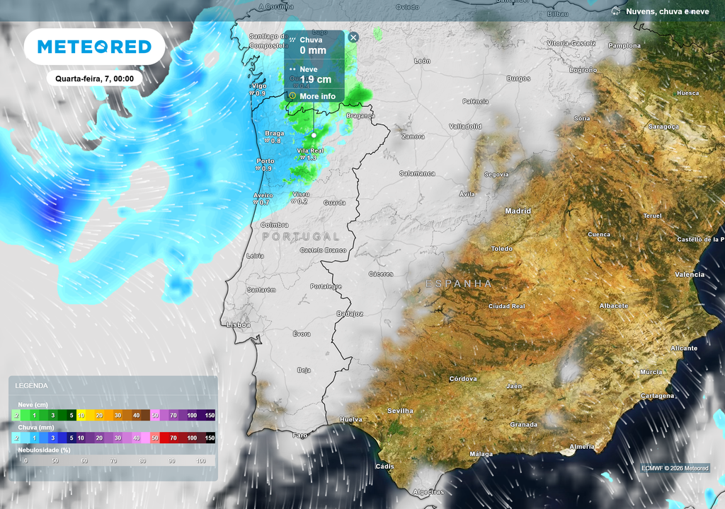 chuva e neve prevista