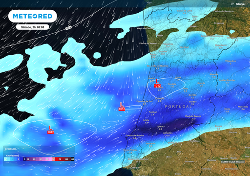 Entre quarta-feira e domingo um rio de humidade permanecerá sobre Portugal, alimentando as frentes de chuva