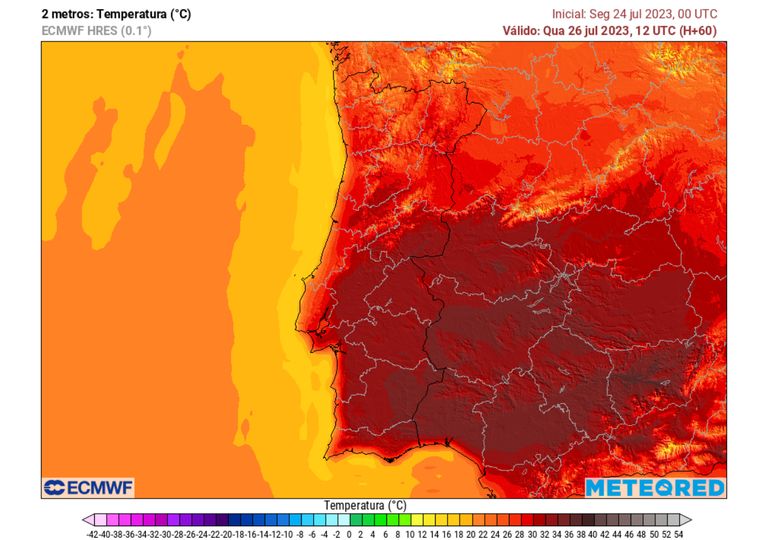 O mapa do calor marca Portugal, Espanha e França a vermelho