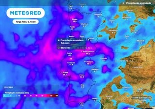 Tempo em Portugal na próxima semana: a tempestade Patty irá trazer chuva que pode acumular mais de 60 mm nestas regiões