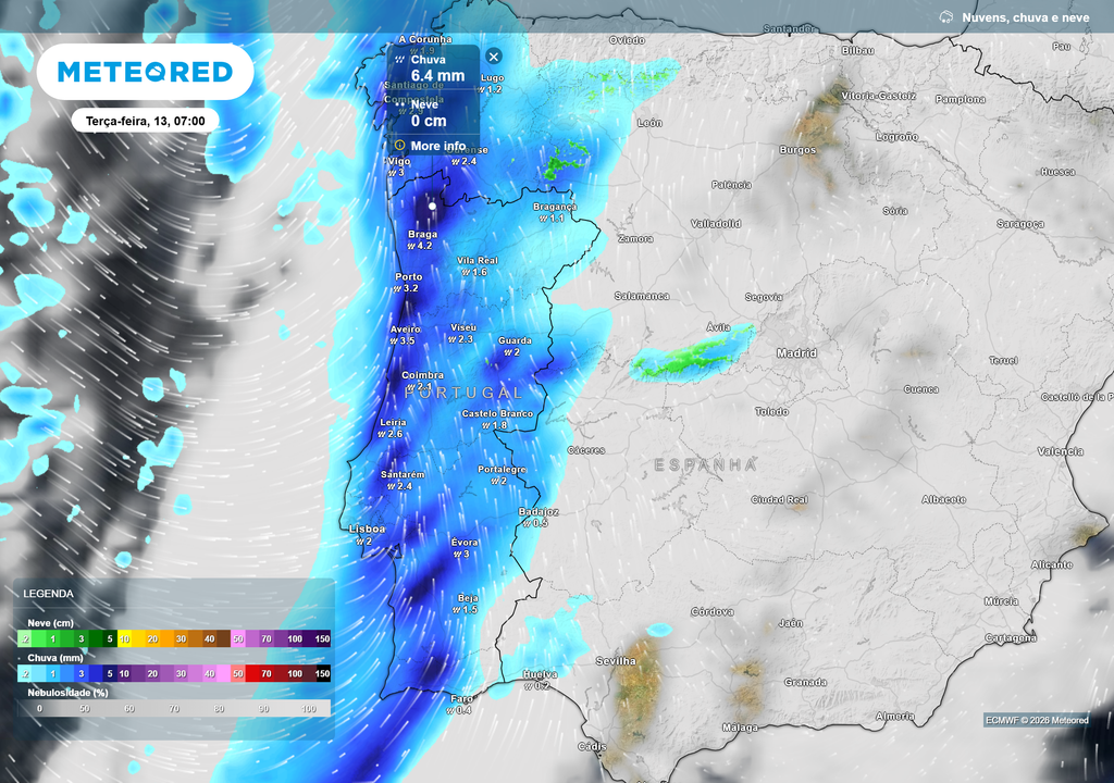 Mapa atmosférico: Chuva