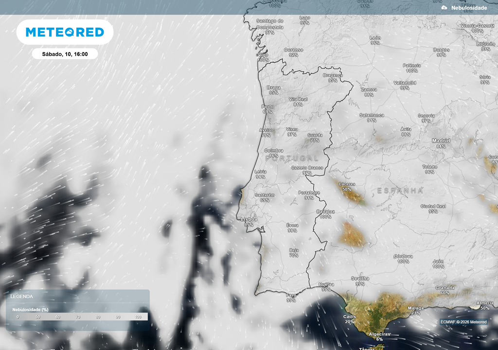 Mapa atmosférico: Nebulosidade