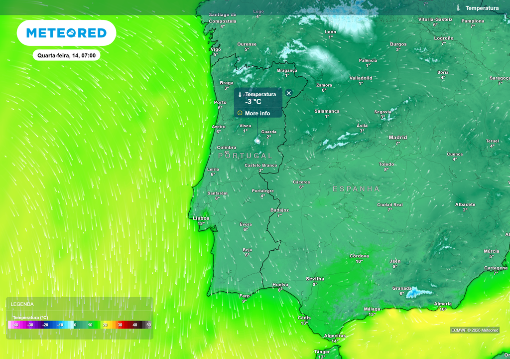 Mapa atmosférico: Temperatura
