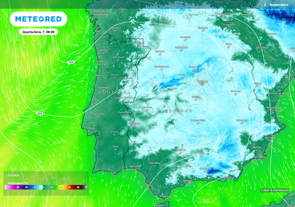 Mapa atmosférico: Temperatura