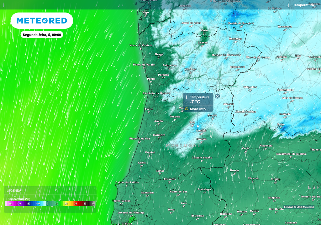 Mapa atmosférico: Temperatura