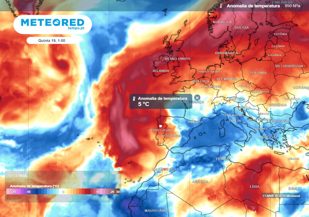 anomalia de temperatura portugal