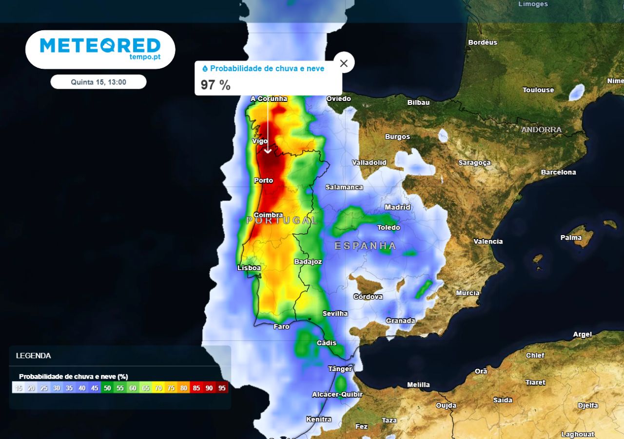 Tempo em Portugal nos próximos dias gota fria deixará aguaceiros e trovoadas localmente fortes