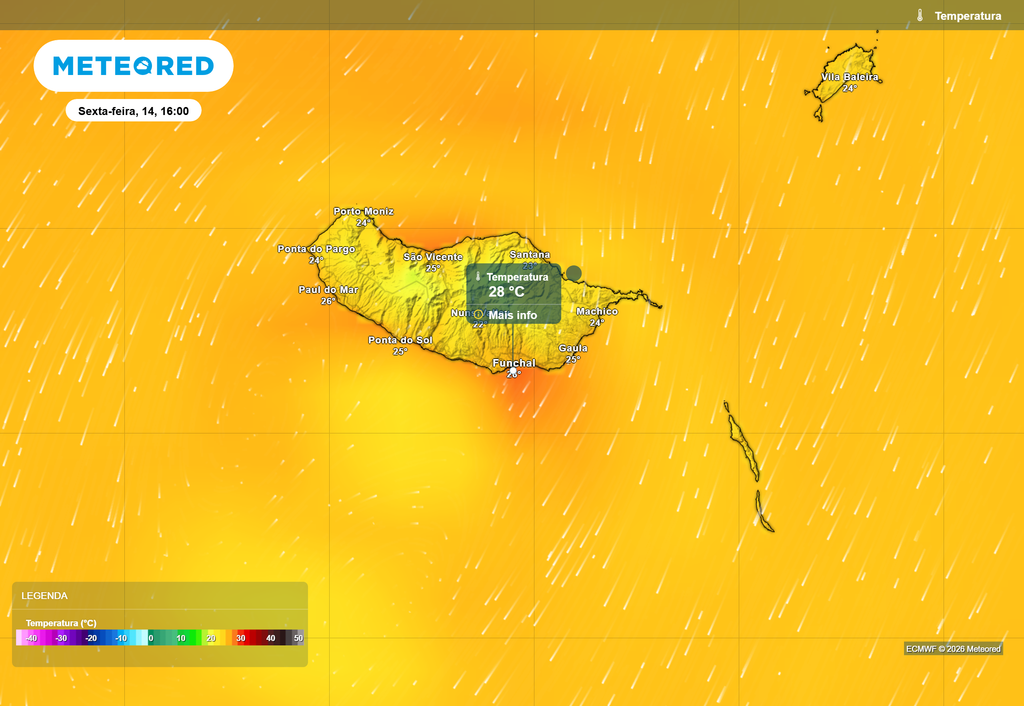 Na reta final da semana o calor poderá intensificar-se temporariamente no arquipélago da Madeira.