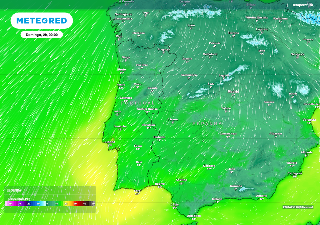 O nosso modelo de referência continua a insistir num Domingo de Ramos mais fresco do que os dias que lhe antecedem, especialmente no que toca às temperaturas mínimas.