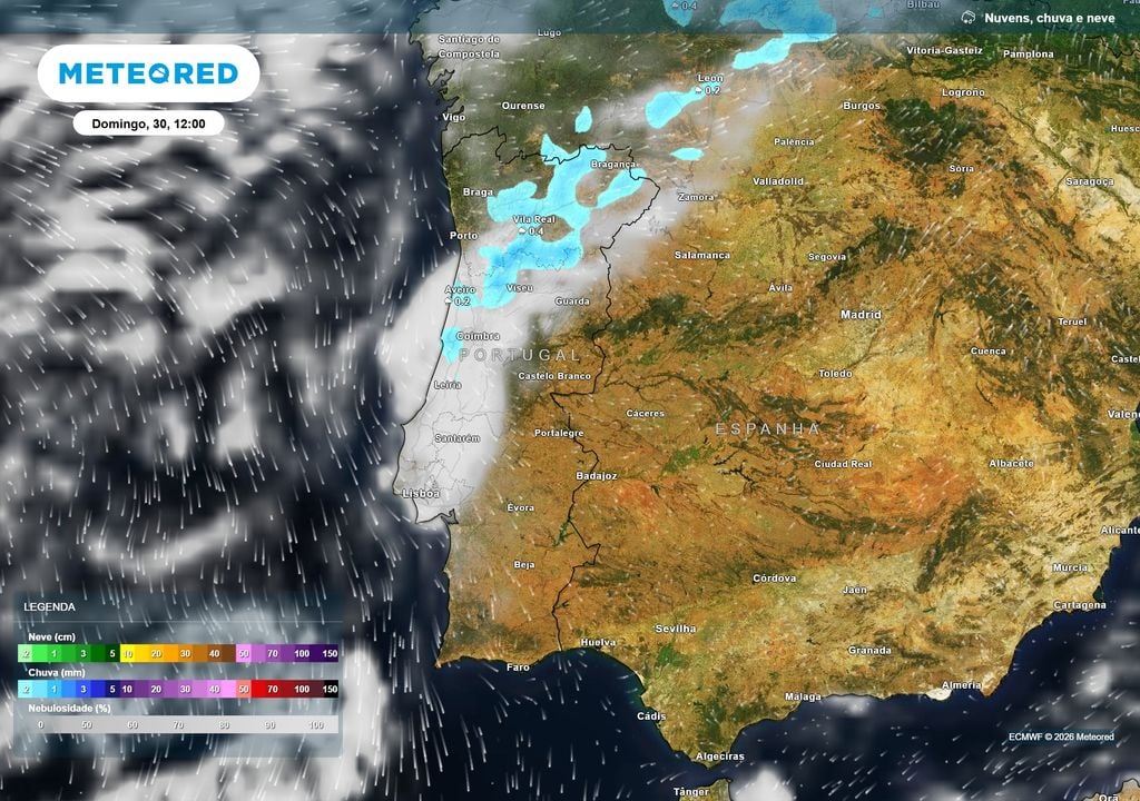 No domingo não se descarta a possibilidade de ocorrência de chuva fraca em vários locais do Norte e Centro.