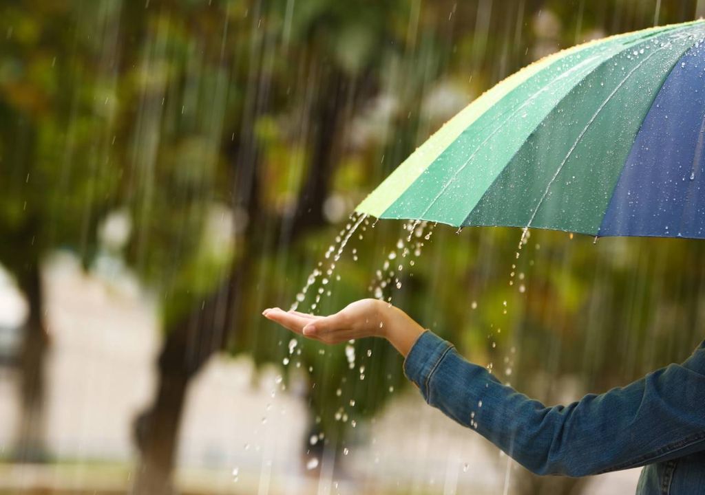 Mulher com guarda-chuva no exterior