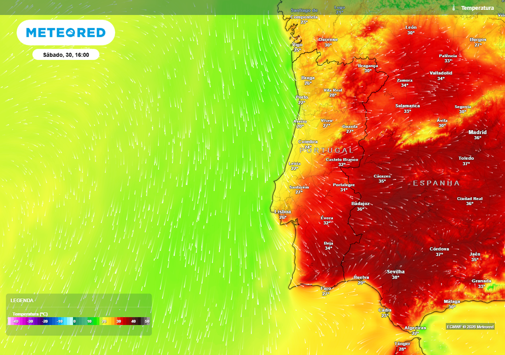 Este sábado, 30 de maio, o alívio das temperaturas diurnas será bastante notório em vários distritos banhados pelo Atlântico, graças a uma descida térmica que começará a ocorrer de forma gradual já a partir de amanhã, dia 28.