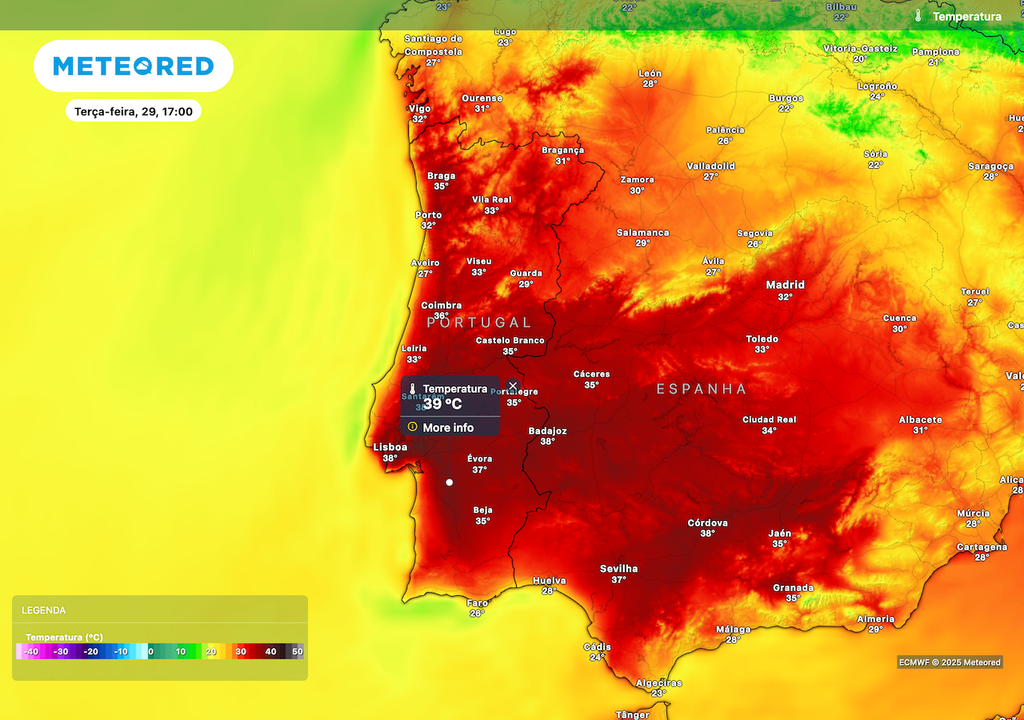 Temperaturas próximas dos 40 ºC em Portugal. Temperaturas próximas dos 40 ºC em Portugal.