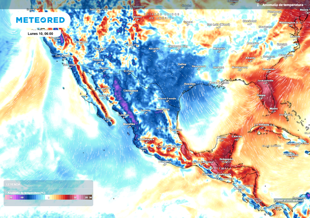 Anomalía de temperaturas en grados Celsius