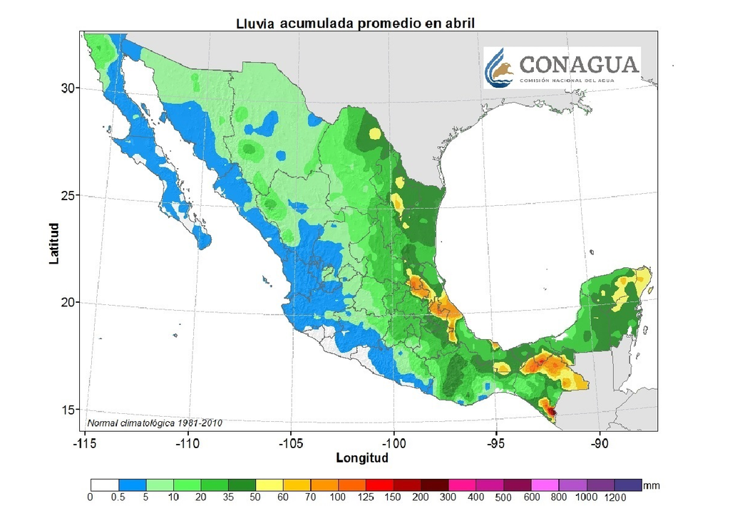 Precipitación mensual de abril promedio