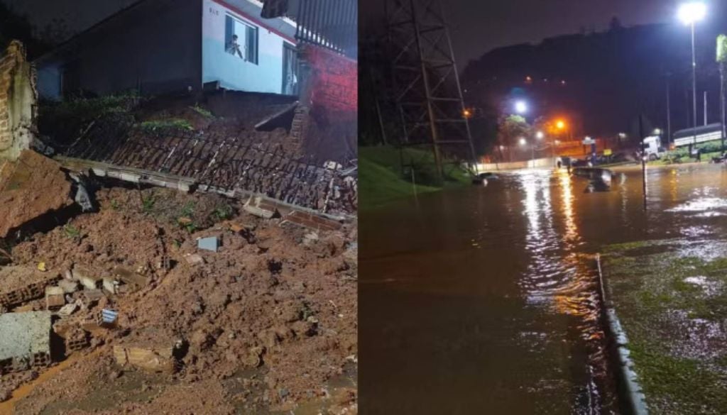 Rio Branco do Sul, na Grande Curitiba, registrou queda de muro e alagamentos. Foto: Defesa Civil Rio Branco do Sul, na Grande Curitiba, registrou queda de muro e alagamentos. Foto: Defesa Civil