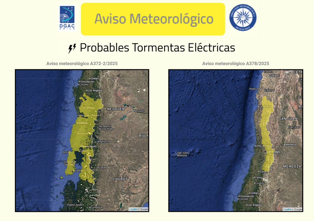avisos de la Dirección Meteorológica de Chile