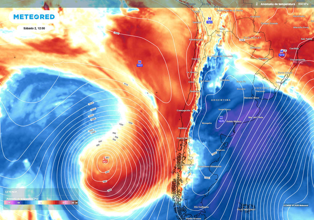 La aproximación de un gran sistema frontal hacia Chile influenciará de manera positiva en el aumento de las temperaturas del día sábado 02 de mayo.