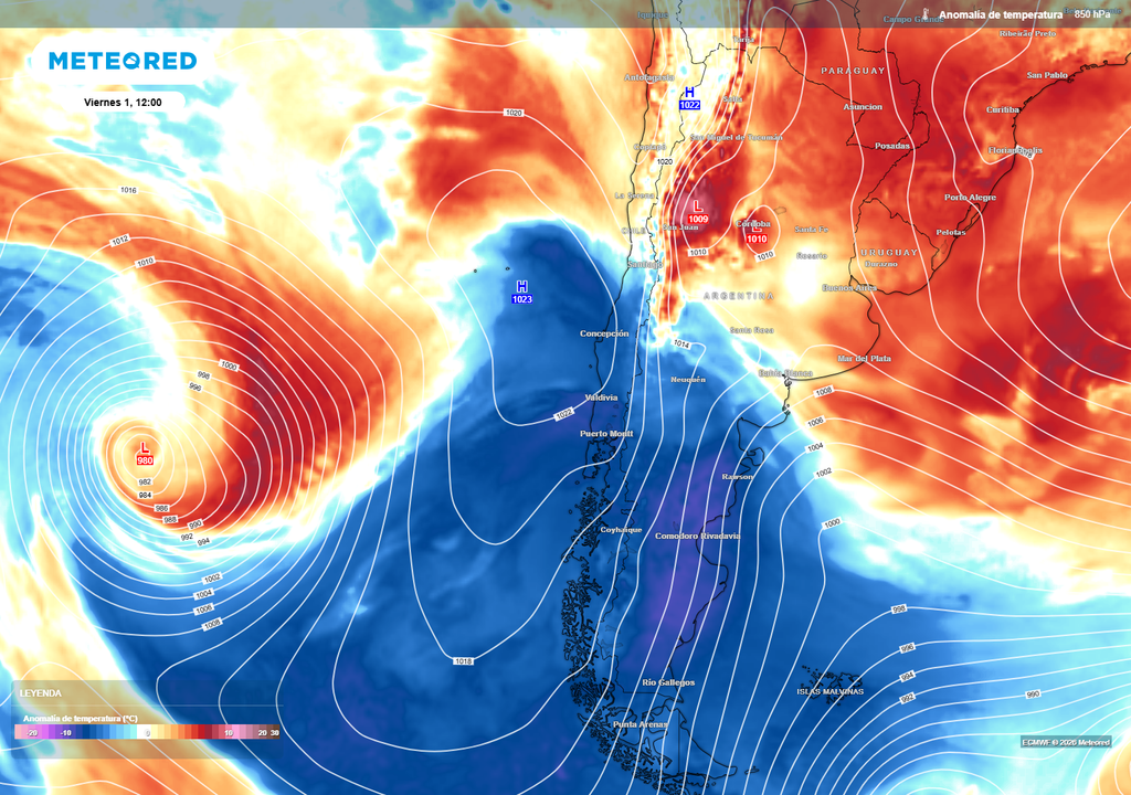 El avance de la masa de aire frío dejará temperaturas más frescas en sectores del centro, sur y zona austral en día 1 de mayo.