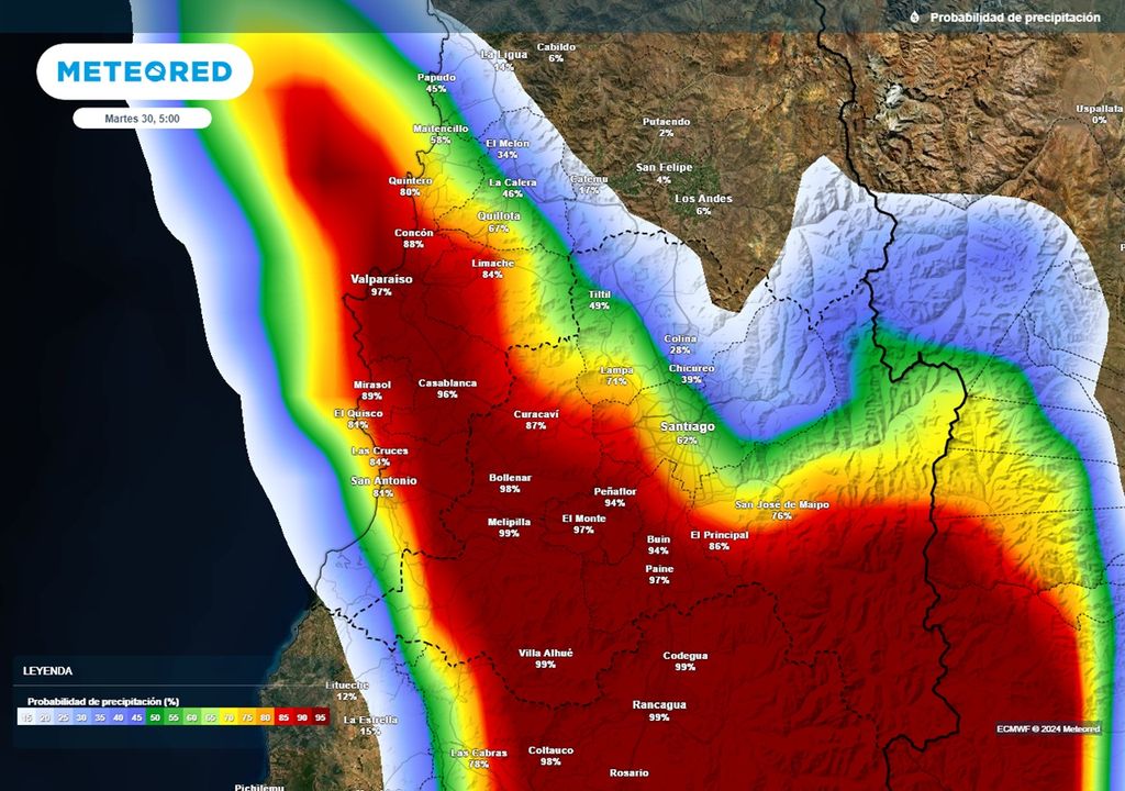 probabilidad de precipitaciones según el modelo del ECMWF probabilidad de precipitaciones según el modelo del ECMWF