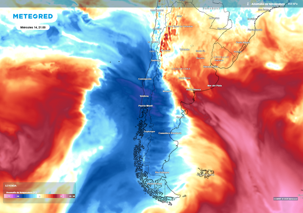 anomalía de temperatura en altura