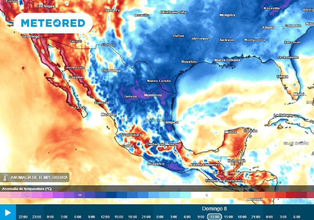 Modelo ECWMF - Anomalía de temperaturas en grados Celsius Modelo ECWMF - Anomalía de temperaturas en grados Celsius