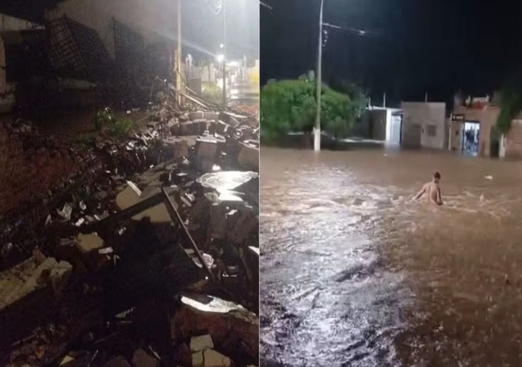 Desabamento de prédio e alagamentos em Assú após chuva de 90 mm em cerca de uma hora — Foto: Reprodução/ G1 Desabamento de prédio e alagamentos em Assú após chuva de 90 mm em cerca de uma hora — Foto: Reprodução/ G1