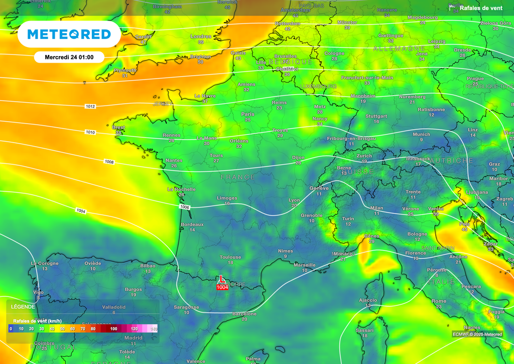 Vent qui soufflera modérément mercredi avant de se renforcer plus sensiblement jeudi. Vent qui soufflera modérément mercredi avant de se renforcer plus sensiblement jeudi.