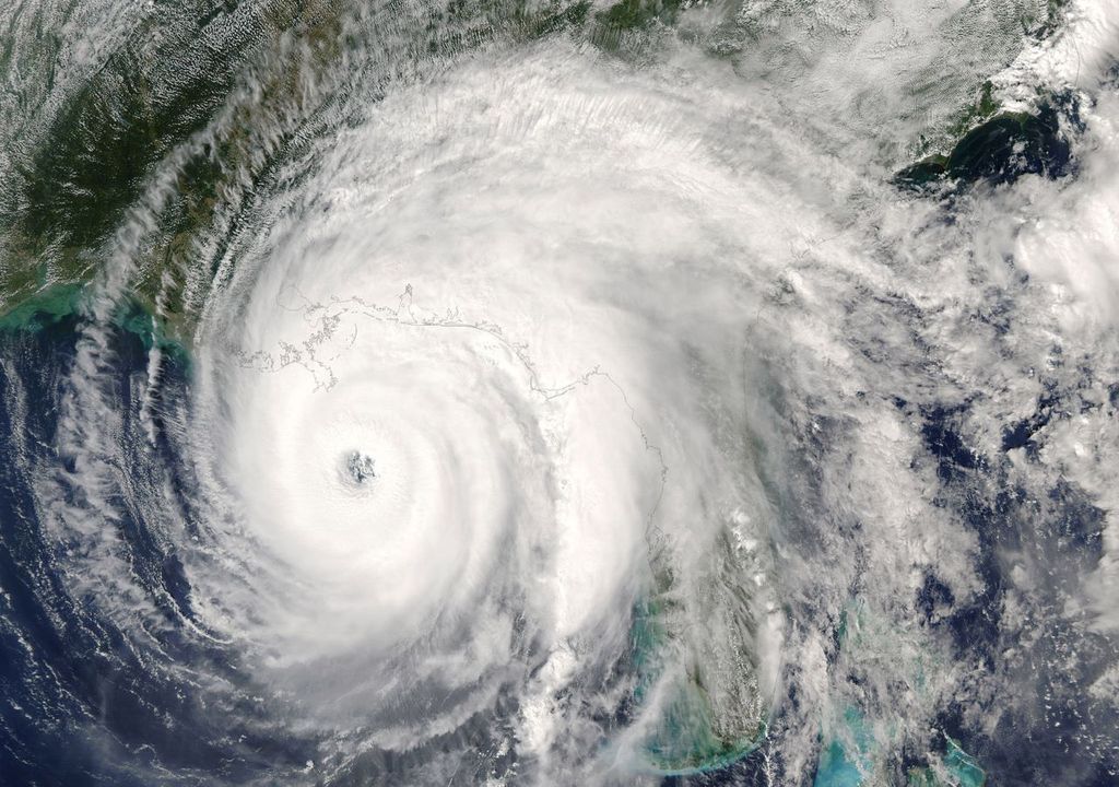 A satellite view of a tropical typhoon