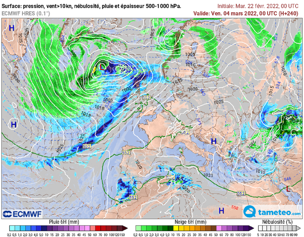 Un anticyclone solidement installé sur l'ouest de l'Europe devrait être au programme au début du mois de mars. Un anticyclone solidement installé sur l'ouest de l'Europe devrait être au programme au début du mois de mars.