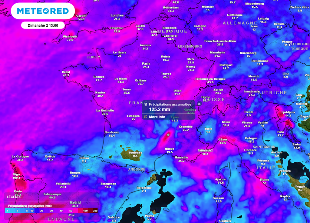 Les précipitations seront copieuses au cours des prochains jours, notamment dans le sud-est.