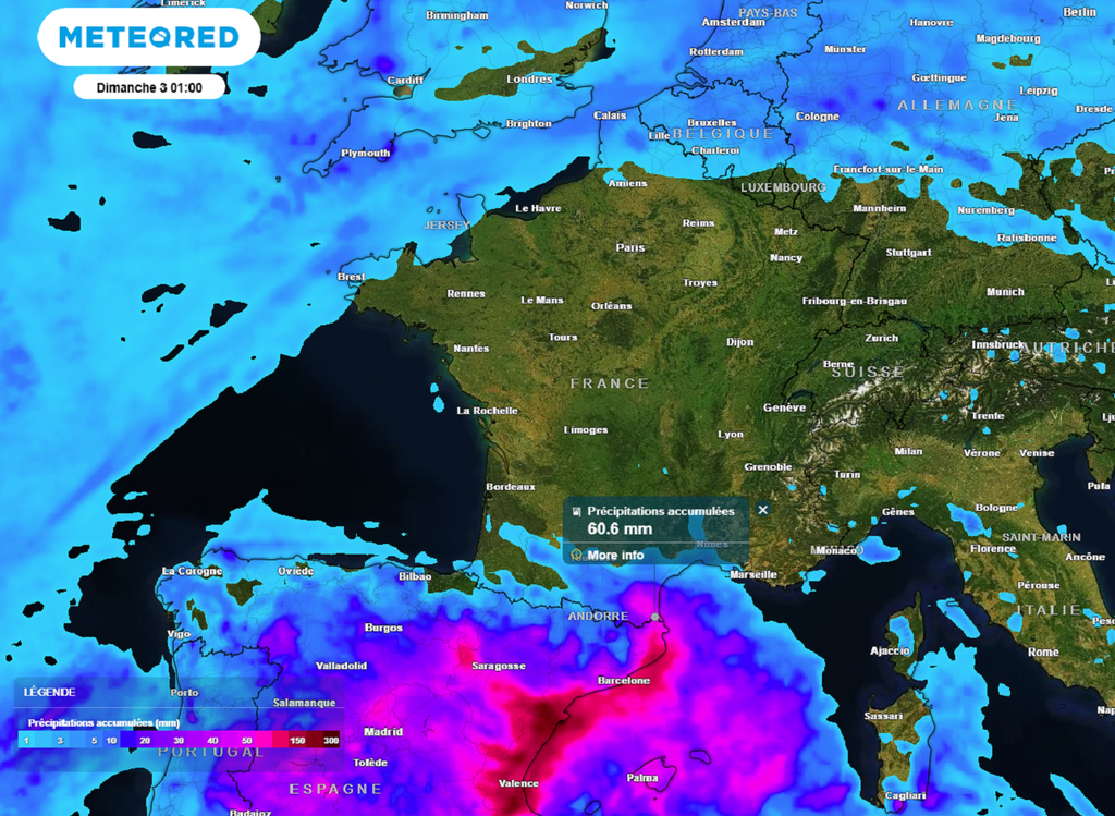 Hormis en bord de Manche et surtout dans le Roussillon, les pluies seront absentes dans toutes les autres régions au cours des 8 prochains jours.
