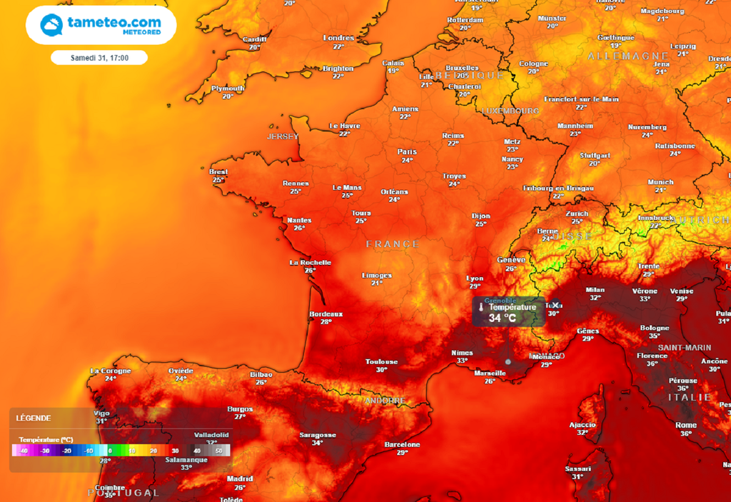 Août se terminera dans une ambiance estivale, avec la barre des 30°C régulièrement franchie au sud.