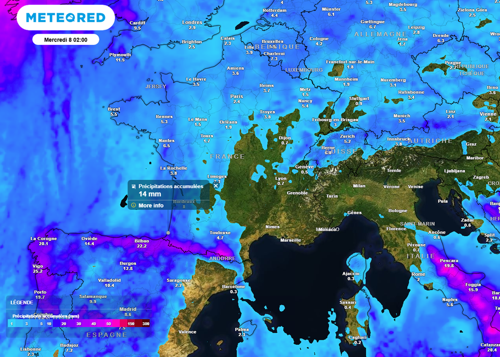 Les précipitations concerneront essentiellement l'ouest et le nord-ouest au cours des prochains jours.