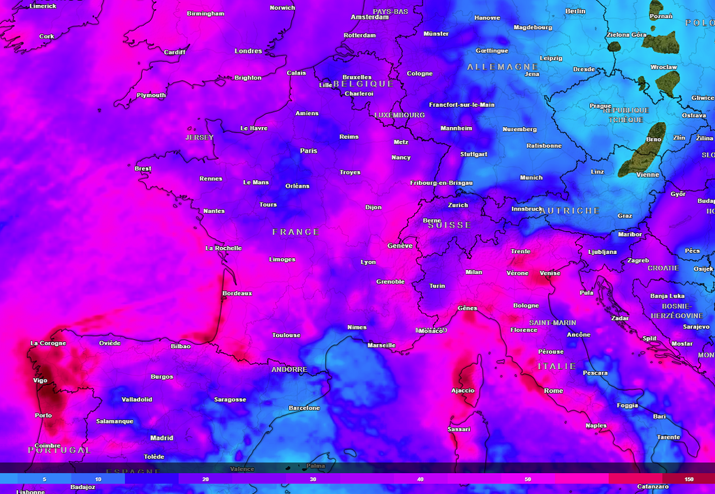 Les précipitations s'annoncent importantes cette semaine, avec des cumuls conséquents de l'ouest jusqu'au centre-est.