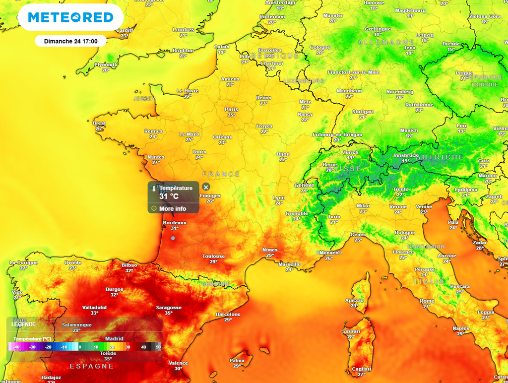 Dimanche à la mi-journée, des pointes à plus de 30°C seront déjà possibles dans le sud-ouest.