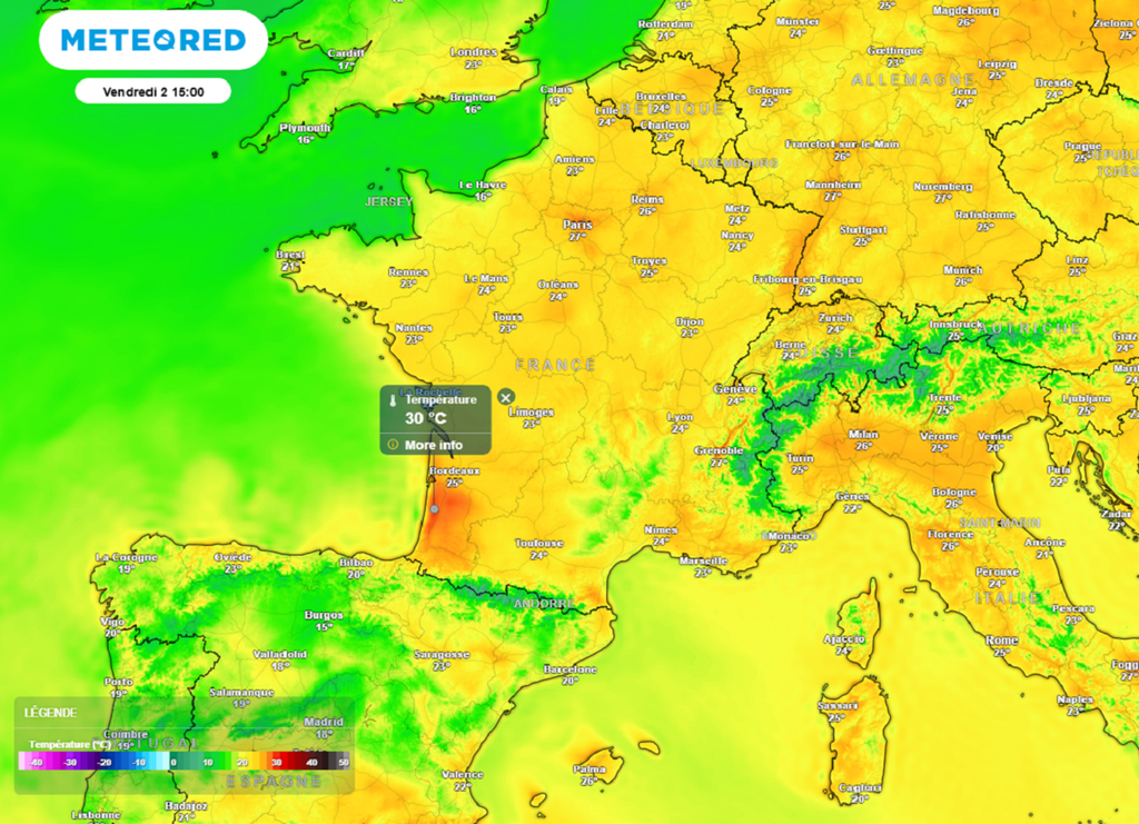 Jeudi comme vendredi, des pointes à 30°C à l'ombre seront localement possibles.