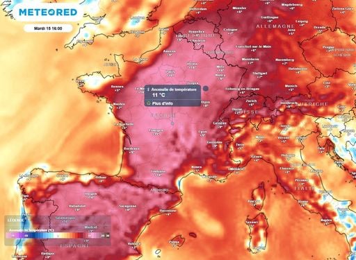 Tendance m&eacute;t&eacute;o en France : pic de chaleur intense en d&eacute;but de semaine avant une d&eacute;gringolade du mercure
