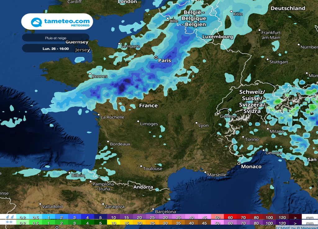 Tendance météo France fortes pluies, du froid et de la neige