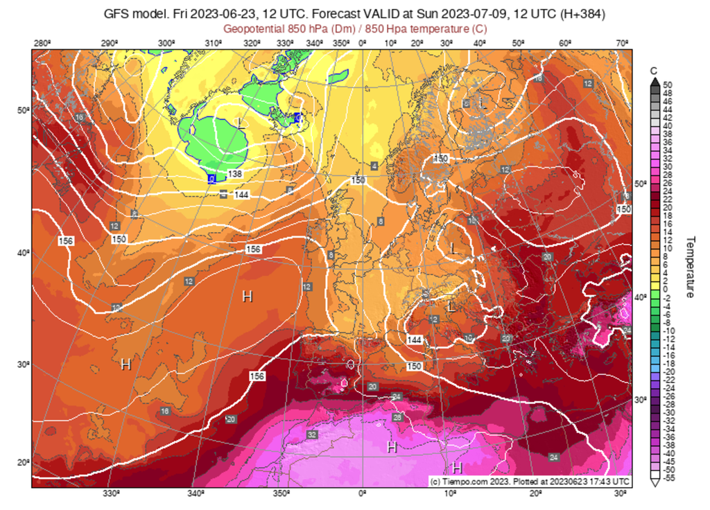 Un temps frais pourrait perdurer jusqu'aux environs du 10 juillet d'après le modèle américain GFS.
