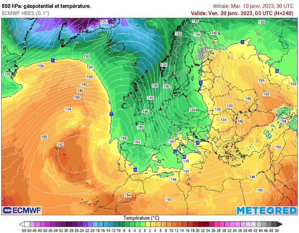 Selon le modèle européen ECMWF, le flux s'orientera plein nord dans le courant de la semaine prochaine. Selon le modèle européen ECMWF, le flux s'orientera plein nord dans le courant de la semaine prochaine.