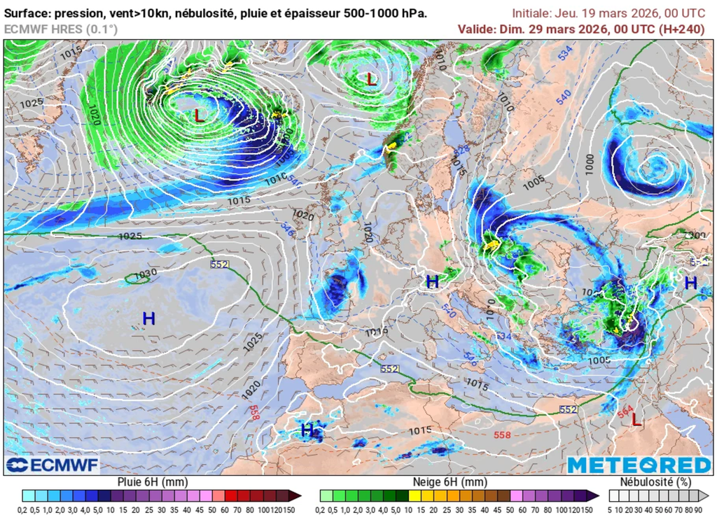 Retour d'un peu plus de pluies d'ici la toute fin de mois. Le positionnement des zones de pluie sont à affiner.