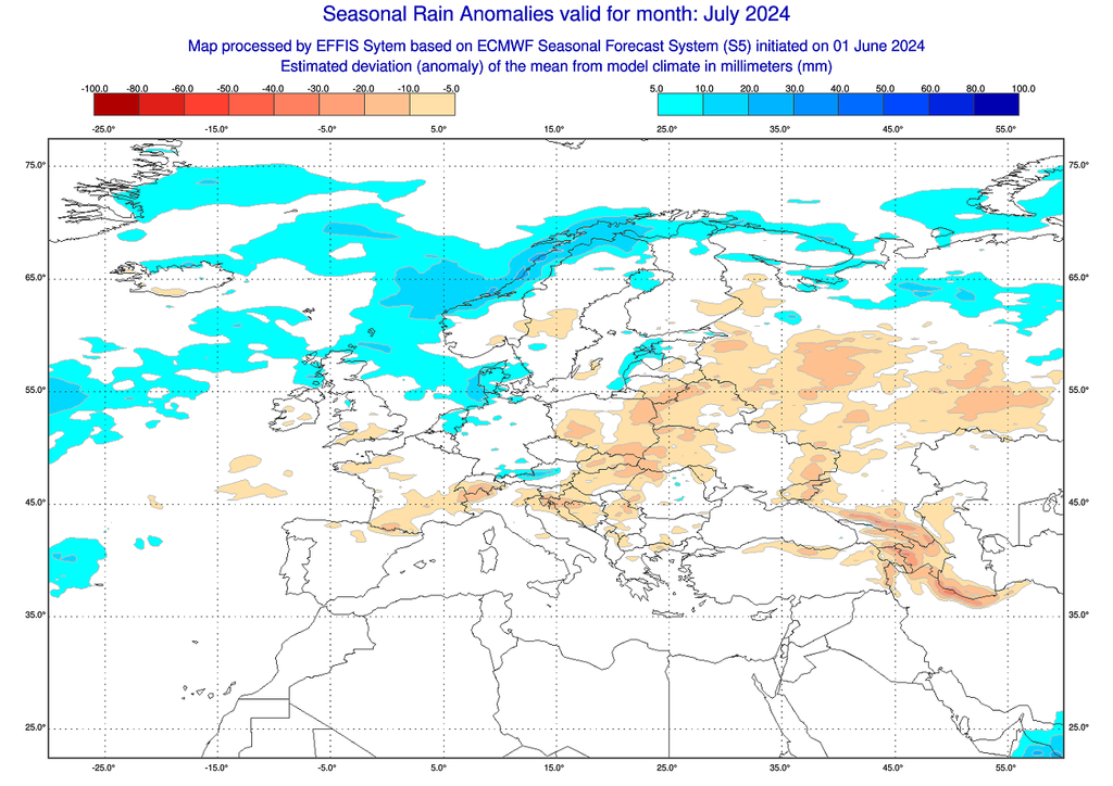 Selon le modèle ECMWF, un temps plus sec devrait progressivement s'installer en juillet.
