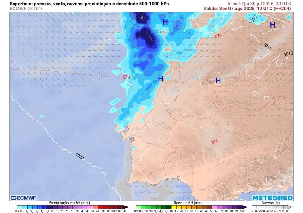Caso a tendência se confirme, a nova depressão poderá trazer chuva mais persistente e abrangente, sobretudo ao Norte e Centro, constituindo umepisódio mais significativo.