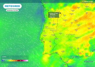 Tend&ecirc;ncia do tempo para 10 dias em Portugal: rajadas de vento acima dos 50 km/h, chuva fraca e temperaturas em mudan&ccedil;a