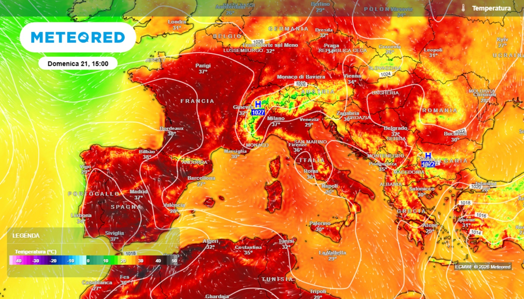 Nel fine settimana la forte anomalia termica positiva tra la Penisola Iberica e la Francia, produrrà temperature intorno ai 1500 metri di quota simili a quelle che normalmente si raggiungono alla stessa quota sul Sahara in piena estate.